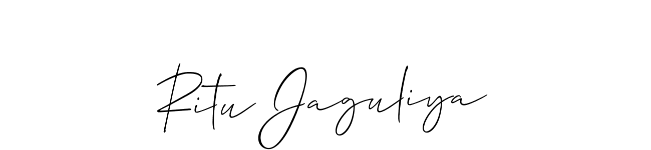 How to make Ritu Jaguliya name signature. Use Allison_Script style for creating short signs online. This is the latest handwritten sign. Ritu Jaguliya signature style 2 images and pictures png