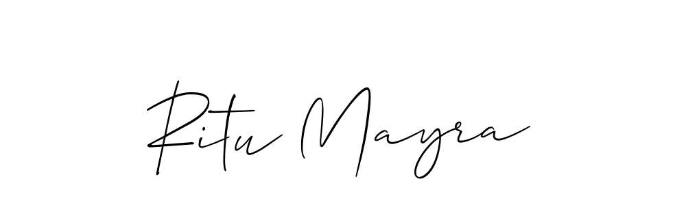 How to make Ritu Mayra name signature. Use Allison_Script style for creating short signs online. This is the latest handwritten sign. Ritu Mayra signature style 2 images and pictures png
