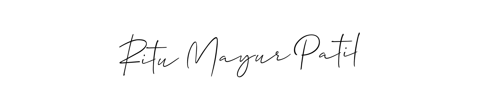 Create a beautiful signature design for name Ritu Mayur Patil. With this signature (Allison_Script) fonts, you can make a handwritten signature for free. Ritu Mayur Patil signature style 2 images and pictures png