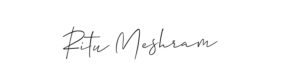 Create a beautiful signature design for name Ritu Meshram. With this signature (Allison_Script) fonts, you can make a handwritten signature for free. Ritu Meshram signature style 2 images and pictures png