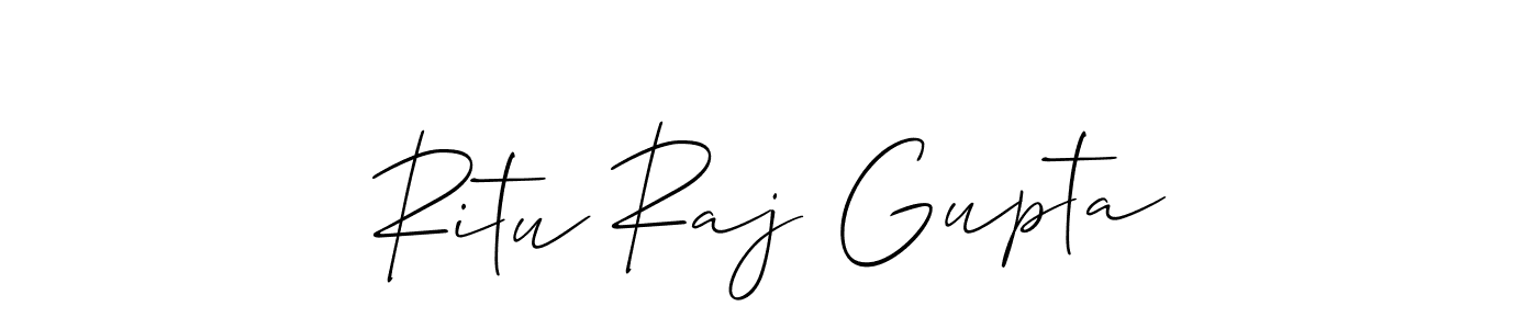 The best way (Allison_Script) to make a short signature is to pick only two or three words in your name. The name Ritu Raj Gupta include a total of six letters. For converting this name. Ritu Raj Gupta signature style 2 images and pictures png
