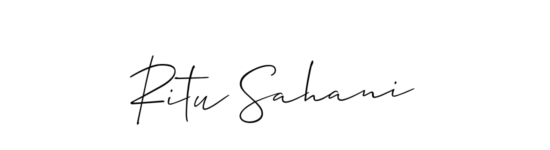 The best way (Allison_Script) to make a short signature is to pick only two or three words in your name. The name Ritu Sahani include a total of six letters. For converting this name. Ritu Sahani signature style 2 images and pictures png
