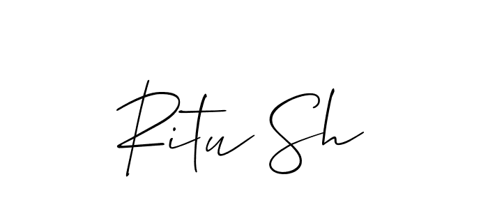 The best way (Allison_Script) to make a short signature is to pick only two or three words in your name. The name Ritu Sh include a total of six letters. For converting this name. Ritu Sh signature style 2 images and pictures png