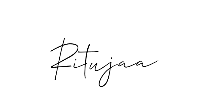 Allison_Script is a professional signature style that is perfect for those who want to add a touch of class to their signature. It is also a great choice for those who want to make their signature more unique. Get Ritujaa name to fancy signature for free. Ritujaa signature style 2 images and pictures png