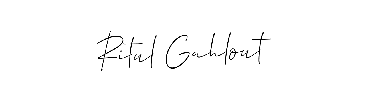 How to Draw Ritul Gahlout signature style? Allison_Script is a latest design signature styles for name Ritul Gahlout. Ritul Gahlout signature style 2 images and pictures png