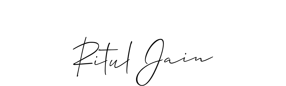 Allison_Script is a professional signature style that is perfect for those who want to add a touch of class to their signature. It is also a great choice for those who want to make their signature more unique. Get Ritul Jain name to fancy signature for free. Ritul Jain signature style 2 images and pictures png