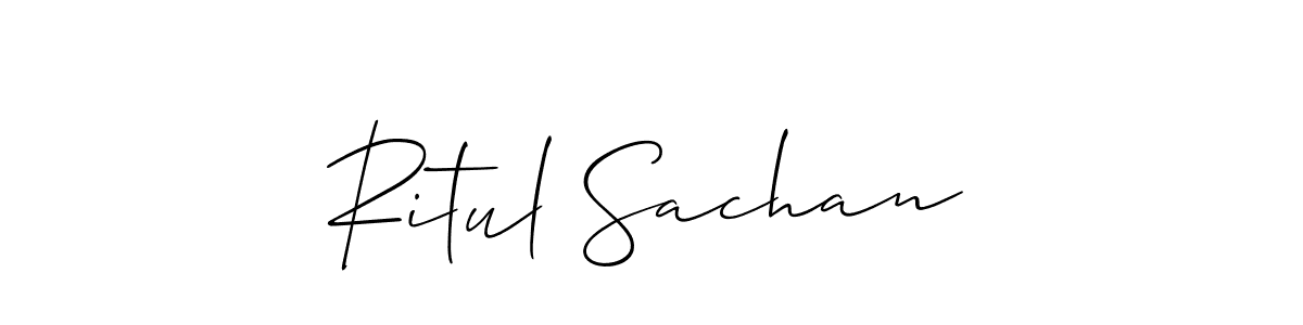 How to make Ritul Sachan name signature. Use Allison_Script style for creating short signs online. This is the latest handwritten sign. Ritul Sachan signature style 2 images and pictures png