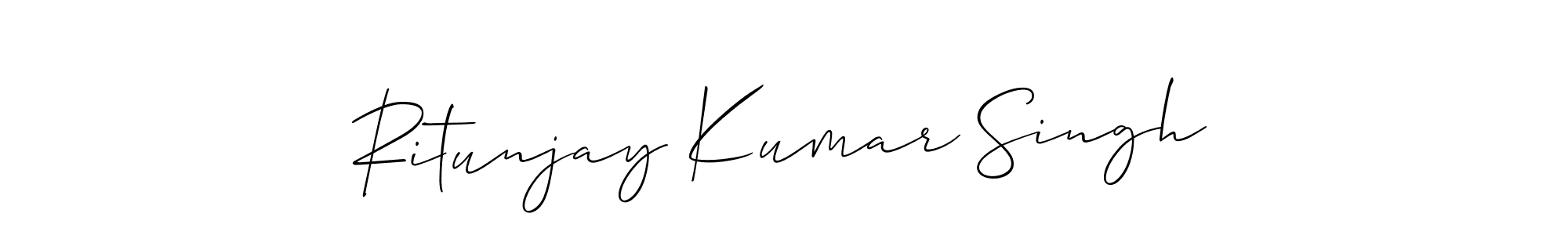 The best way (Allison_Script) to make a short signature is to pick only two or three words in your name. The name Ritunjay Kumar Singh include a total of six letters. For converting this name. Ritunjay Kumar Singh signature style 2 images and pictures png