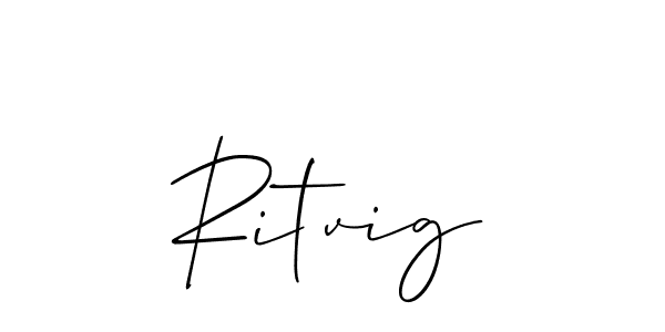 Use a signature maker to create a handwritten signature online. With this signature software, you can design (Allison_Script) your own signature for name Ritvig. Ritvig signature style 2 images and pictures png