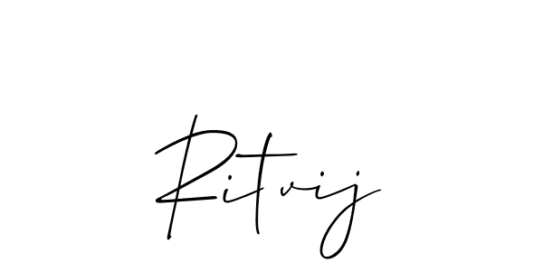 The best way (Allison_Script) to make a short signature is to pick only two or three words in your name. The name Ritvij include a total of six letters. For converting this name. Ritvij signature style 2 images and pictures png