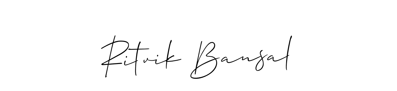 Make a beautiful signature design for name Ritvik Bansal. With this signature (Allison_Script) style, you can create a handwritten signature for free. Ritvik Bansal signature style 2 images and pictures png