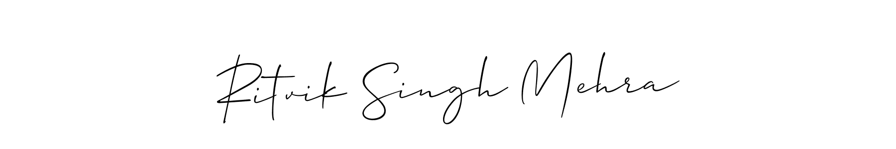Allison_Script is a professional signature style that is perfect for those who want to add a touch of class to their signature. It is also a great choice for those who want to make their signature more unique. Get Ritvik Singh Mehra name to fancy signature for free. Ritvik Singh Mehra signature style 2 images and pictures png