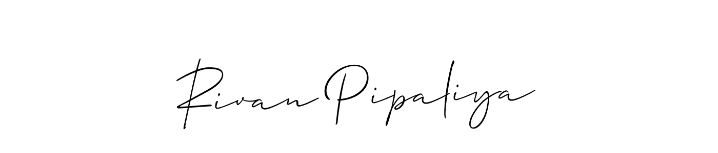 How to Draw Rivan Pipaliya signature style? Allison_Script is a latest design signature styles for name Rivan Pipaliya. Rivan Pipaliya signature style 2 images and pictures png