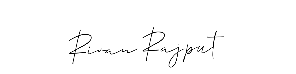 if you are searching for the best signature style for your name Rivan Rajput. so please give up your signature search. here we have designed multiple signature styles  using Allison_Script. Rivan Rajput signature style 2 images and pictures png