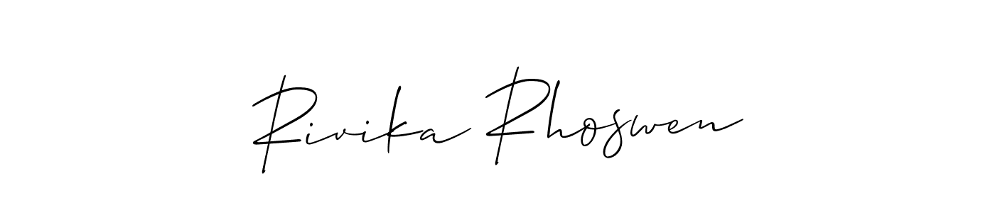 Similarly Allison_Script is the best handwritten signature design. Signature creator online .You can use it as an online autograph creator for name Rivika Rhoswen. Rivika Rhoswen signature style 2 images and pictures png