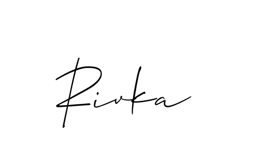 Make a short Rivka signature style. Manage your documents anywhere anytime using Allison_Script. Create and add eSignatures, submit forms, share and send files easily. Rivka signature style 2 images and pictures png