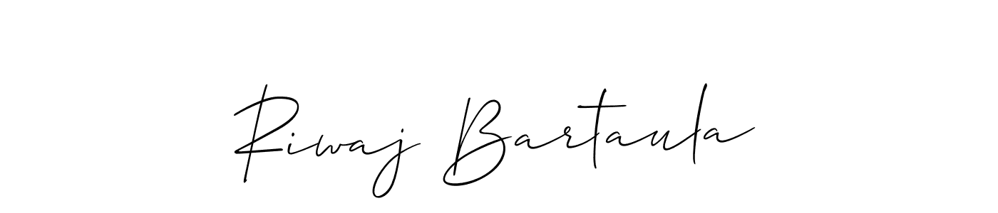Make a beautiful signature design for name Riwaj Bartaula. With this signature (Allison_Script) style, you can create a handwritten signature for free. Riwaj Bartaula signature style 2 images and pictures png