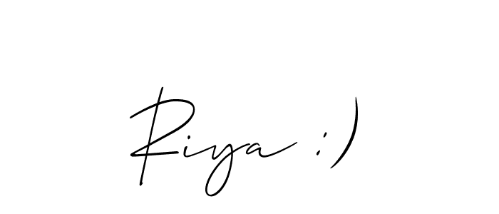 The best way (Allison_Script) to make a short signature is to pick only two or three words in your name. The name Riya :) include a total of six letters. For converting this name. Riya :) signature style 2 images and pictures png