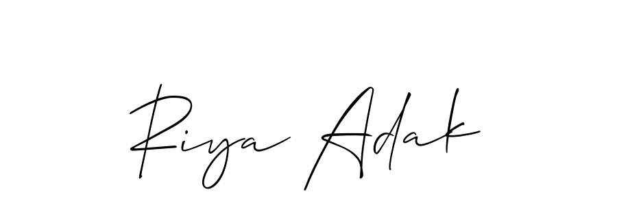 Similarly Allison_Script is the best handwritten signature design. Signature creator online .You can use it as an online autograph creator for name Riya Adak. Riya Adak signature style 2 images and pictures png