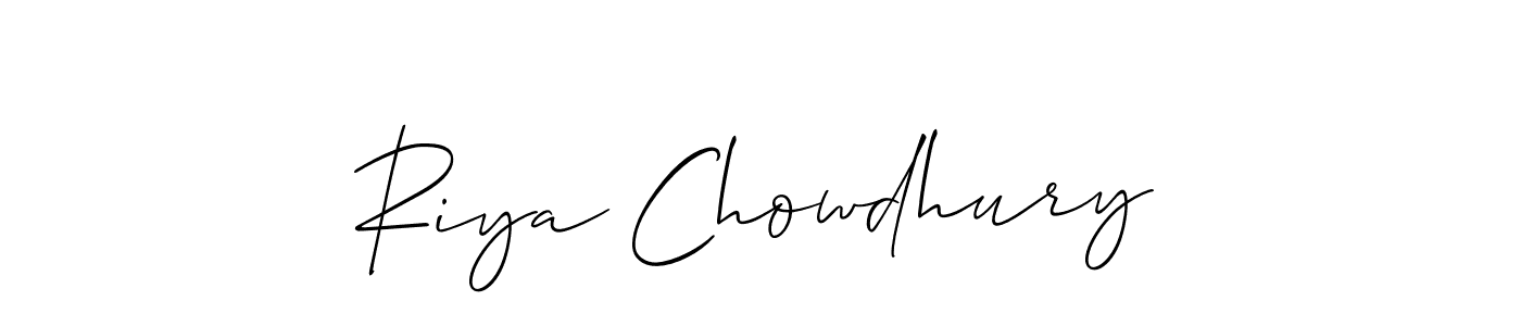 Use a signature maker to create a handwritten signature online. With this signature software, you can design (Allison_Script) your own signature for name Riya Chowdhury. Riya Chowdhury signature style 2 images and pictures png