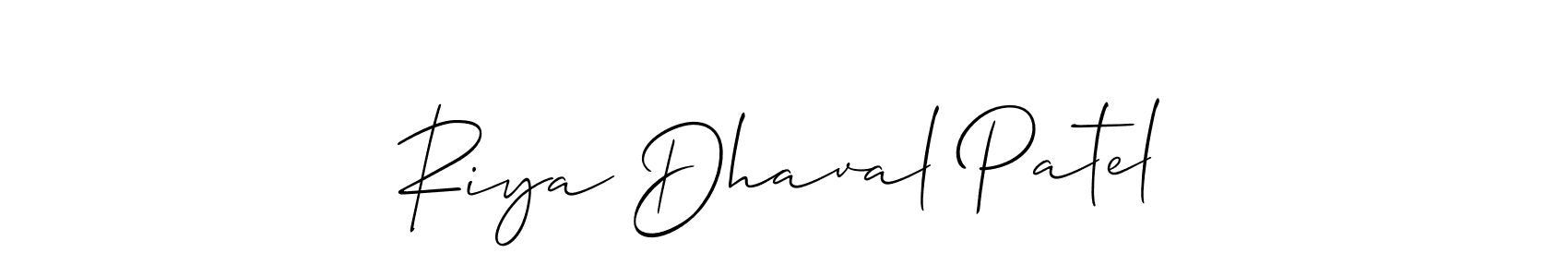 The best way (Allison_Script) to make a short signature is to pick only two or three words in your name. The name Riya Dhaval Patel include a total of six letters. For converting this name. Riya Dhaval Patel signature style 2 images and pictures png