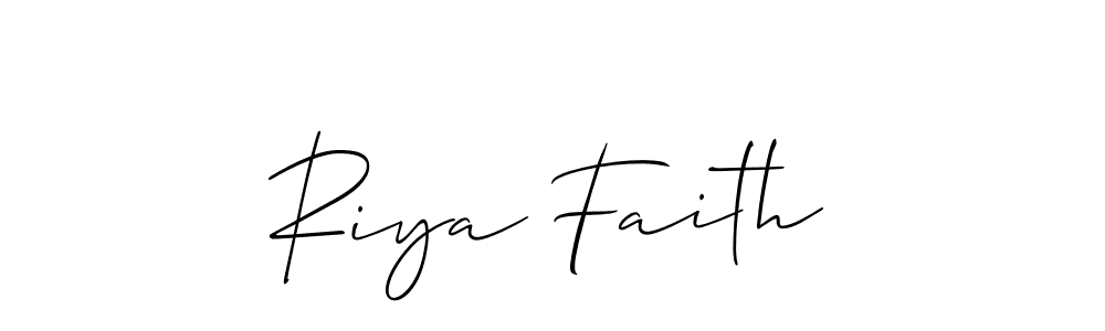 Use a signature maker to create a handwritten signature online. With this signature software, you can design (Allison_Script) your own signature for name Riya Faith. Riya Faith signature style 2 images and pictures png