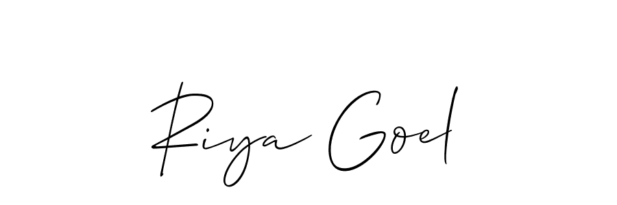 Create a beautiful signature design for name Riya Goel. With this signature (Allison_Script) fonts, you can make a handwritten signature for free. Riya Goel signature style 2 images and pictures png