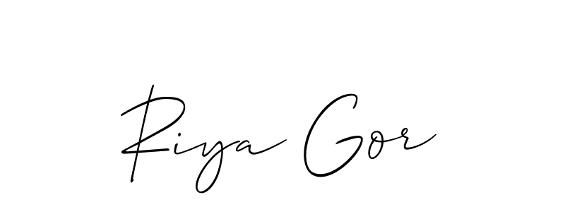 Allison_Script is a professional signature style that is perfect for those who want to add a touch of class to their signature. It is also a great choice for those who want to make their signature more unique. Get Riya Gor name to fancy signature for free. Riya Gor signature style 2 images and pictures png