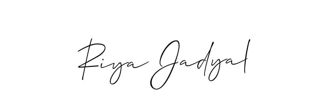 if you are searching for the best signature style for your name Riya Jadyal. so please give up your signature search. here we have designed multiple signature styles  using Allison_Script. Riya Jadyal signature style 2 images and pictures png