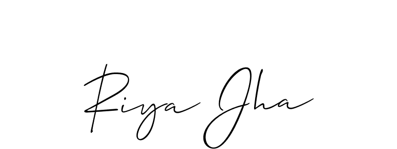 You should practise on your own different ways (Allison_Script) to write your name (Riya Jha) in signature. don't let someone else do it for you. Riya Jha signature style 2 images and pictures png