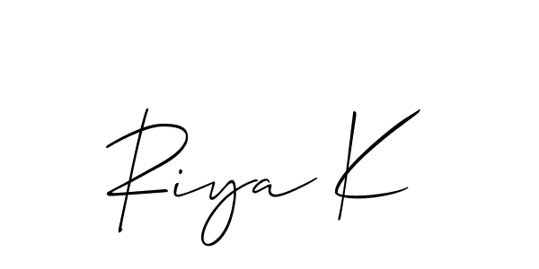 Also we have Riya K name is the best signature style. Create professional handwritten signature collection using Allison_Script autograph style. Riya K signature style 2 images and pictures png