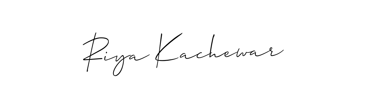 Use a signature maker to create a handwritten signature online. With this signature software, you can design (Allison_Script) your own signature for name Riya Kachewar. Riya Kachewar signature style 2 images and pictures png