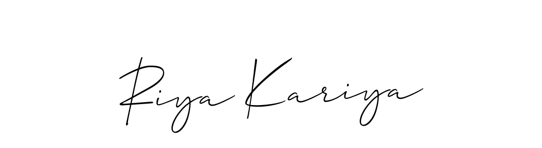 Create a beautiful signature design for name Riya Kariya. With this signature (Allison_Script) fonts, you can make a handwritten signature for free. Riya Kariya signature style 2 images and pictures png