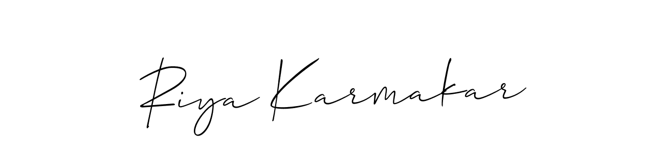 Create a beautiful signature design for name Riya Karmakar. With this signature (Allison_Script) fonts, you can make a handwritten signature for free. Riya Karmakar signature style 2 images and pictures png