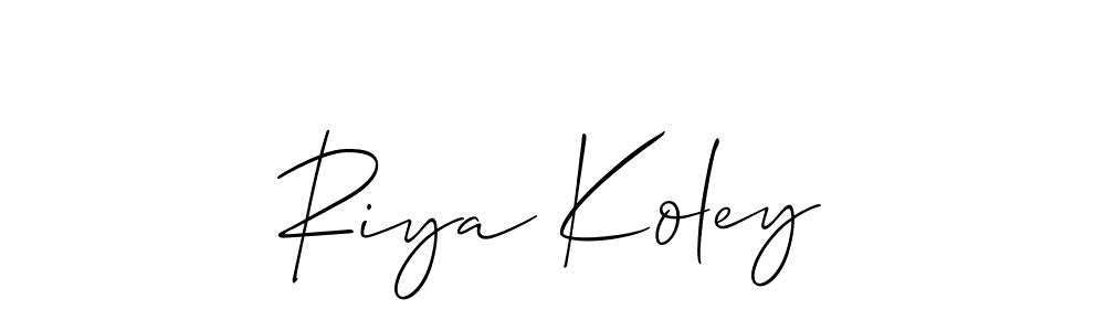 Similarly Allison_Script is the best handwritten signature design. Signature creator online .You can use it as an online autograph creator for name Riya Koley. Riya Koley signature style 2 images and pictures png