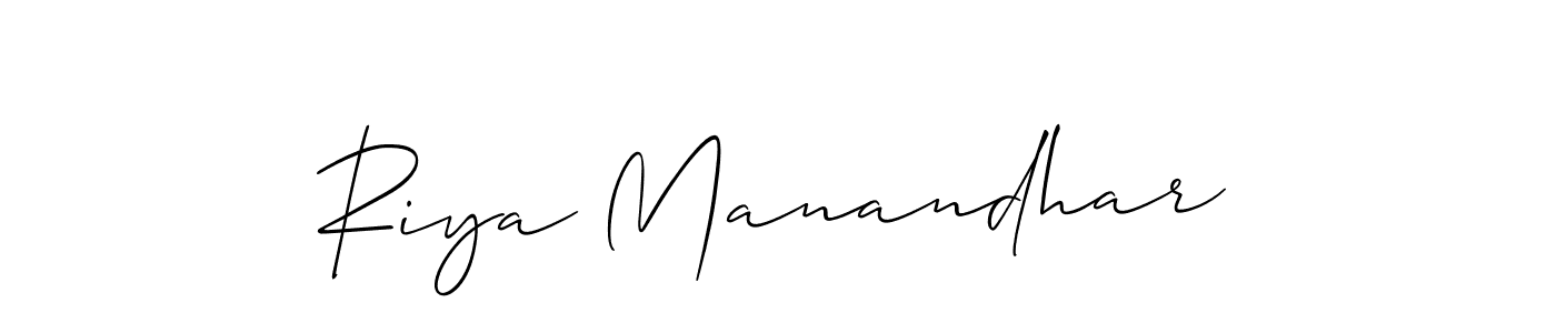 Create a beautiful signature design for name Riya Manandhar. With this signature (Allison_Script) fonts, you can make a handwritten signature for free. Riya Manandhar signature style 2 images and pictures png