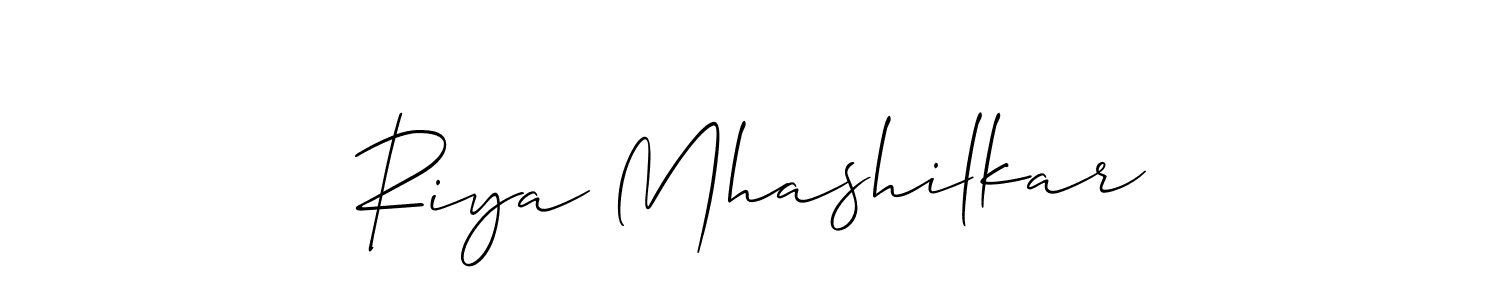 How to make Riya Mhashilkar signature? Allison_Script is a professional autograph style. Create handwritten signature for Riya Mhashilkar name. Riya Mhashilkar signature style 2 images and pictures png