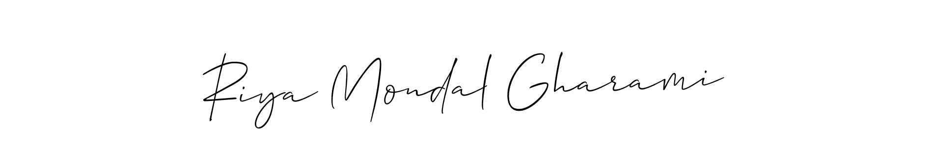 How to Draw Riya Mondal Gharami signature style? Allison_Script is a latest design signature styles for name Riya Mondal Gharami. Riya Mondal Gharami signature style 2 images and pictures png
