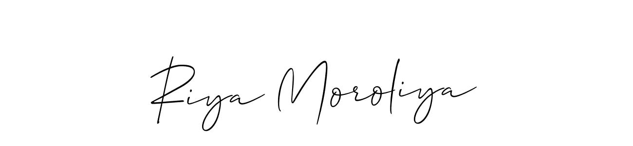 Allison_Script is a professional signature style that is perfect for those who want to add a touch of class to their signature. It is also a great choice for those who want to make their signature more unique. Get Riya Moroliya name to fancy signature for free. Riya Moroliya signature style 2 images and pictures png