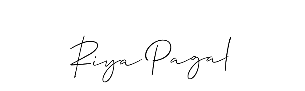 The best way (Allison_Script) to make a short signature is to pick only two or three words in your name. The name Riya Pagal include a total of six letters. For converting this name. Riya Pagal signature style 2 images and pictures png