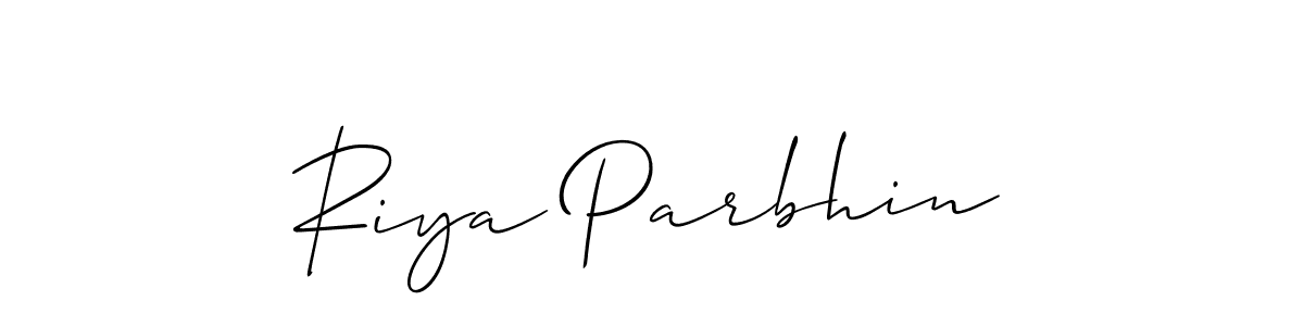 Use a signature maker to create a handwritten signature online. With this signature software, you can design (Allison_Script) your own signature for name Riya Parbhin. Riya Parbhin signature style 2 images and pictures png