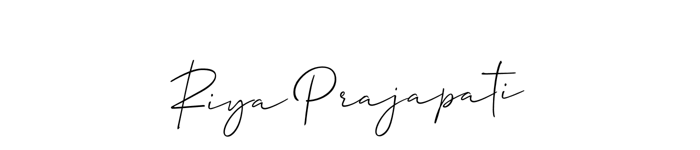 Use a signature maker to create a handwritten signature online. With this signature software, you can design (Allison_Script) your own signature for name Riya Prajapati. Riya Prajapati signature style 2 images and pictures png