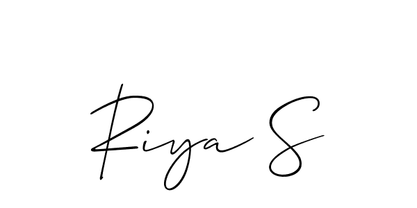 Design your own signature with our free online signature maker. With this signature software, you can create a handwritten (Allison_Script) signature for name Riya S. Riya S signature style 2 images and pictures png