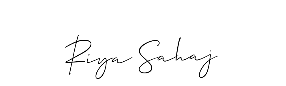 How to make Riya Sahaj name signature. Use Allison_Script style for creating short signs online. This is the latest handwritten sign. Riya Sahaj signature style 2 images and pictures png