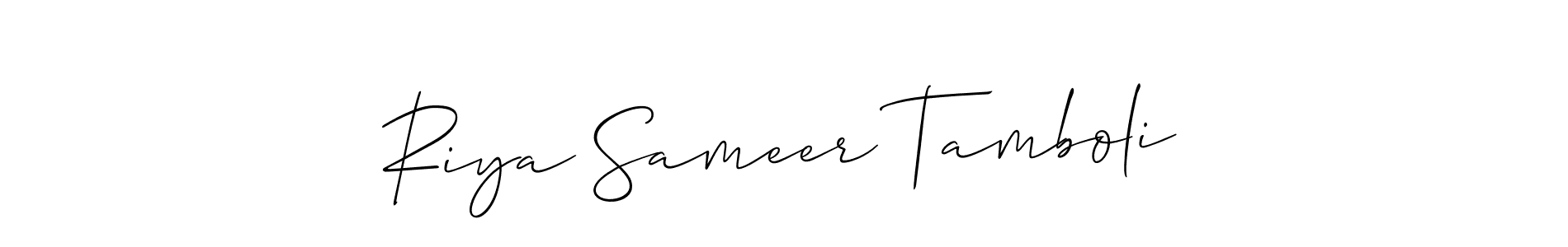 How to make Riya Sameer Tamboli name signature. Use Allison_Script style for creating short signs online. This is the latest handwritten sign. Riya Sameer Tamboli signature style 2 images and pictures png