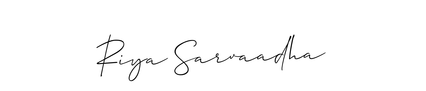 Design your own signature with our free online signature maker. With this signature software, you can create a handwritten (Allison_Script) signature for name Riya Sarvaadha. Riya Sarvaadha signature style 2 images and pictures png