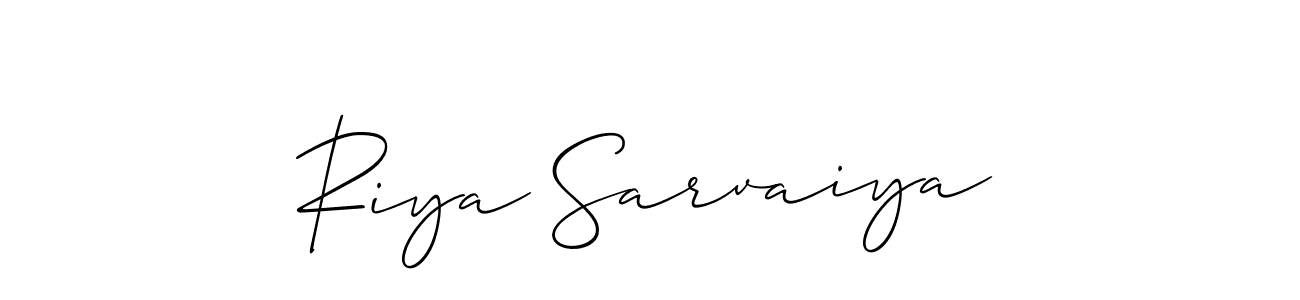 if you are searching for the best signature style for your name Riya Sarvaiya. so please give up your signature search. here we have designed multiple signature styles  using Allison_Script. Riya Sarvaiya signature style 2 images and pictures png