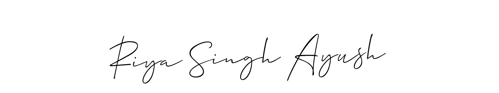 This is the best signature style for the Riya Singh Ayush name. Also you like these signature font (Allison_Script). Mix name signature. Riya Singh Ayush signature style 2 images and pictures png