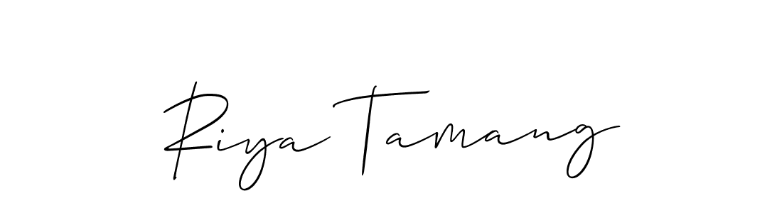 Similarly Allison_Script is the best handwritten signature design. Signature creator online .You can use it as an online autograph creator for name Riya Tamang. Riya Tamang signature style 2 images and pictures png