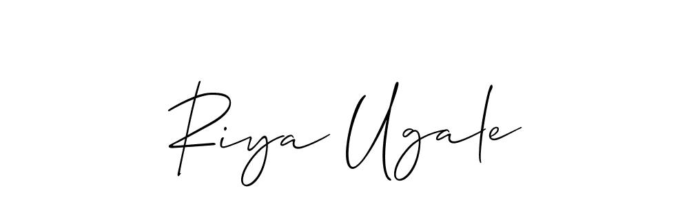 Also we have Riya Ugale name is the best signature style. Create professional handwritten signature collection using Allison_Script autograph style. Riya Ugale signature style 2 images and pictures png